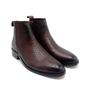 WINE SNACK TEXTURED LEATHER CHELSEA BOOTS